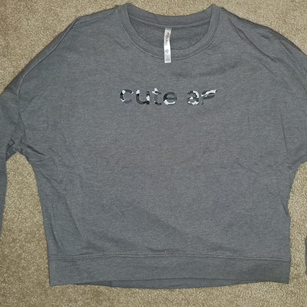 Fabletics Gray 'Cute AF' Sweatshirt